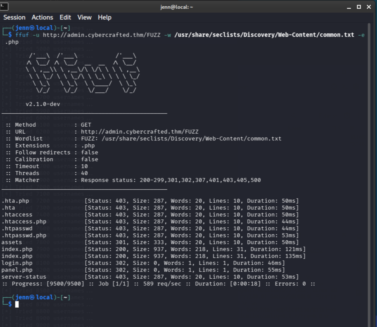 ffuf finding search.php